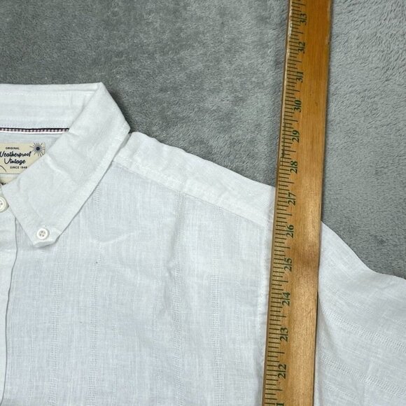 Weatherproof Vintage White Linen-Blend Short Sleeve Shirt Medium a0928 - Picture 3 of 7